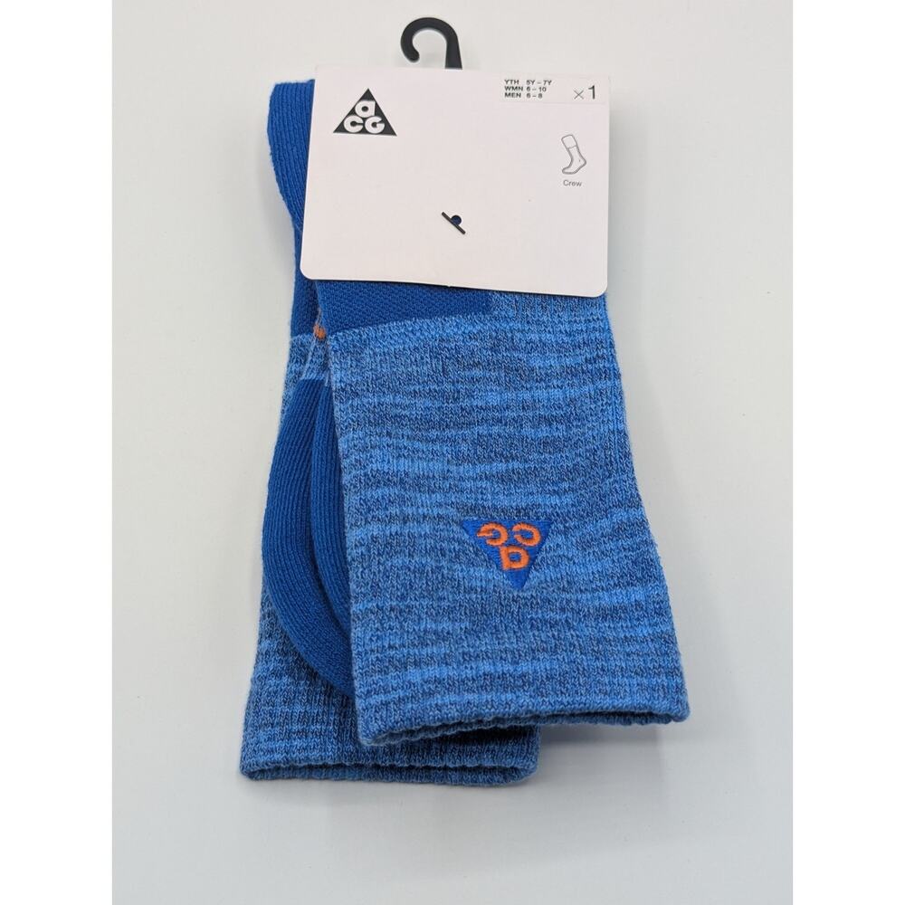 1 Pair Nike ACG Everyday Crew Socks Men's Size 6-8 Blue/Orange Logo New NWT